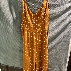 American Eagle Rust Polka Dot Jumpsuit